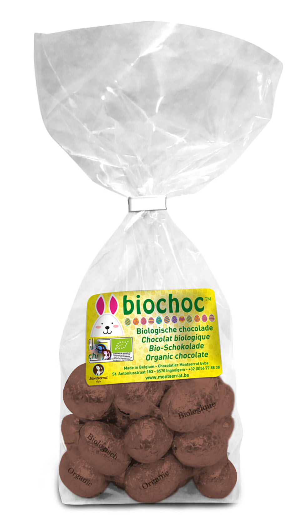 Biochoc Paaseitjes puur/praliné rietsuiker bio 150g